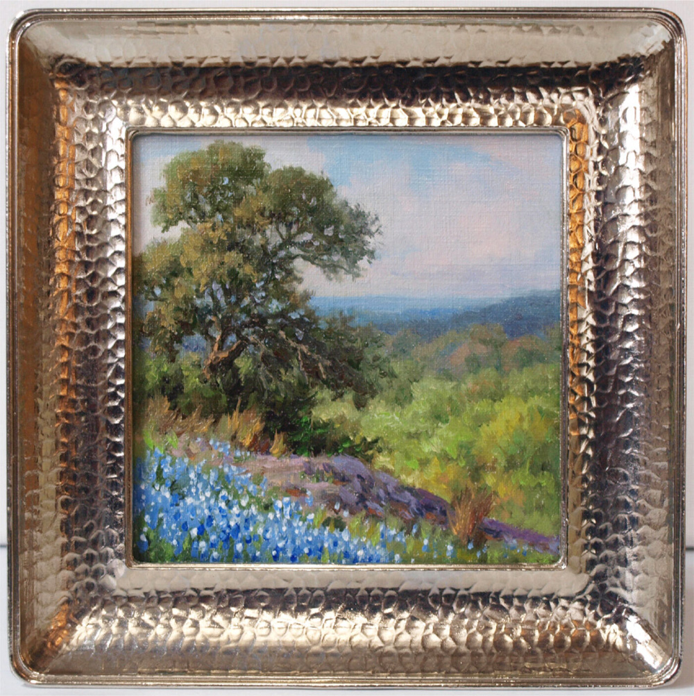 Byron, Time of Bluebonnets — oil on art panel, framed